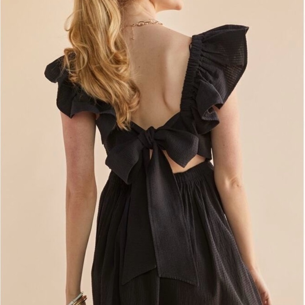 Francesca's Collections Black Ruffle Mini Dress - Picture 2 of 3